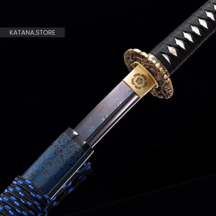 Black and blue katana