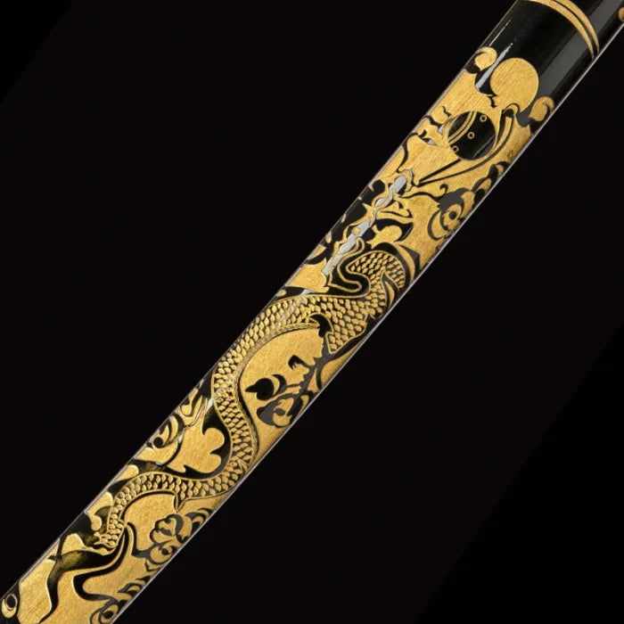 Black Bokken Golden Dragons