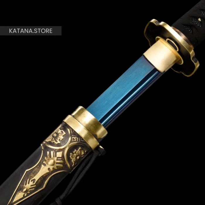 Blue and gold katana