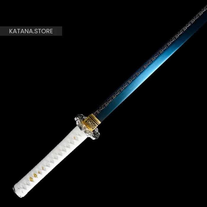 Blue and white katana