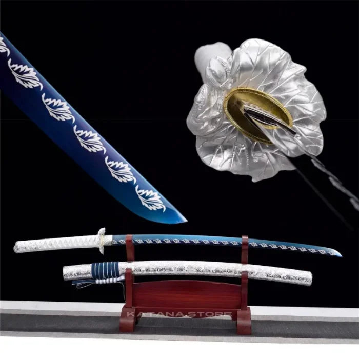 Blue and white katana