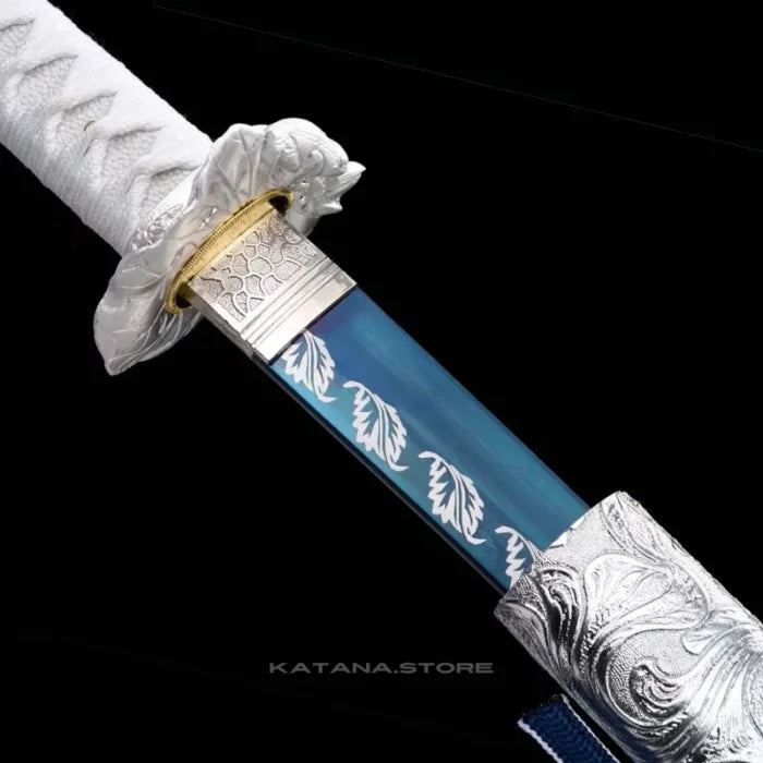 Blue and white katana